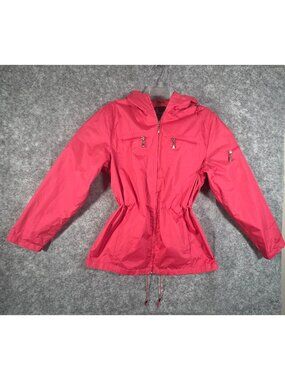 I5 Apparel Women's Casual Hooded Windbreaker Rain Jacket Pink Size S
